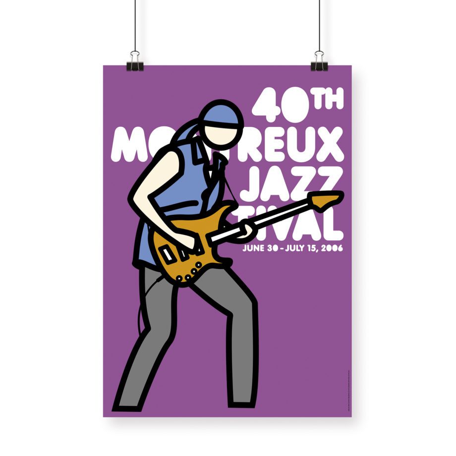 Poster Julian Opie 2006 Montreux Jazz Festival 70x100cm. Artwork Deep Purple Band. Background Purple